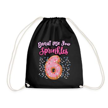 Donut Lose Your Sprinkles 6. Geburtstag | Donut - Turnbeutel - Schwarz - Vorne