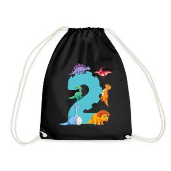 2ème anniversaire | Chemise d’anniversaire de dinosaure | - Sac de sport léger - noir - Devant