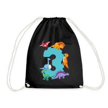 3ème anniversaire | Chemise d’anniversaire de dinosaure | - Sac de sport léger - noir - Devant