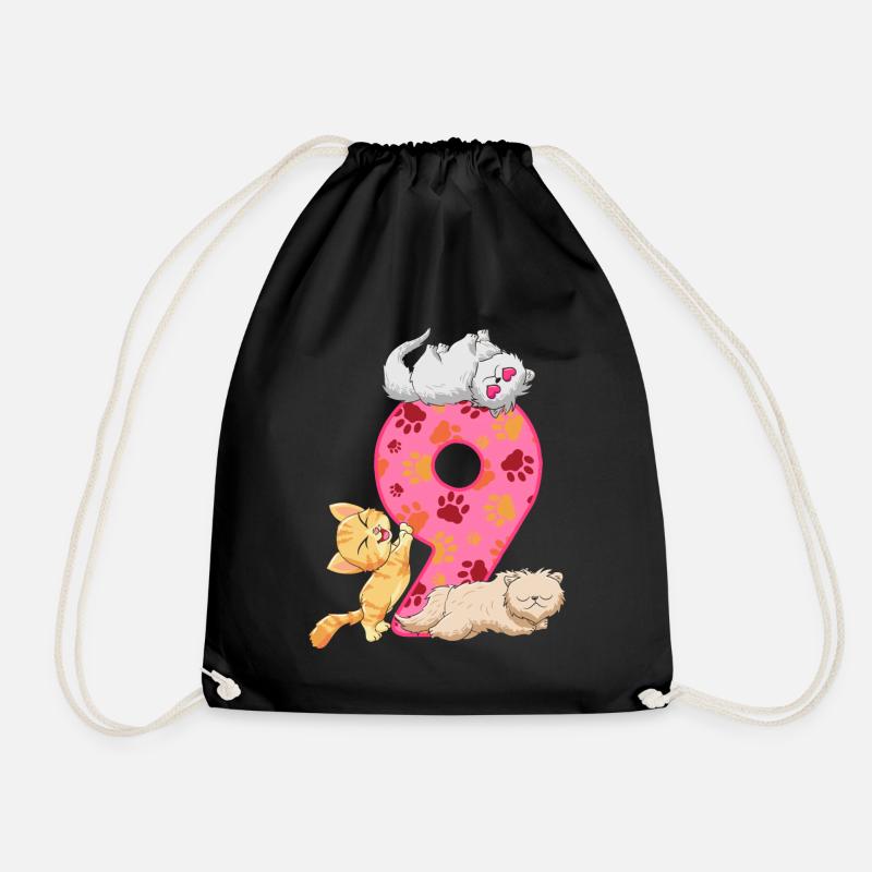 9. Geburtstag Kätzchen | Katze Geburtstag Shirt | - Turnbeutel - Schwarz
