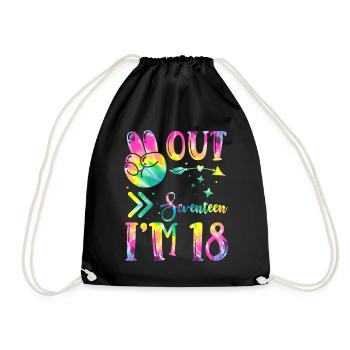 Peace Out Seventeen I'm 18 | Tie Dye Themed - Drawstring Bag - black - Front