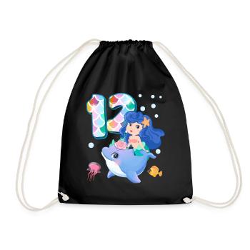 12e anniversaire | | anniversaire de sirène - Sac de sport léger - noir - Devant