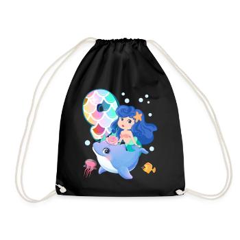 9ème anniversaire | | anniversaire de sirène - Sac de sport léger - noir - Devant