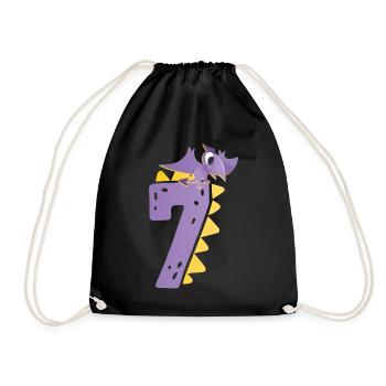 7e anniversaire | | d’anniversaire de dinosaure - Sac de sport léger - noir - Devant