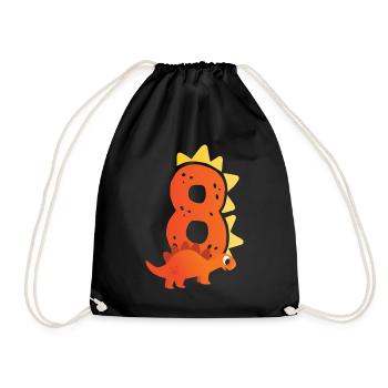 8e anniversaire | Anniversaire dinosaure | - Sac de sport léger - noir - Devant