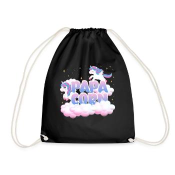 Papa Corn | Unicorn Birthday | Unicorn Theme | - Drawstring Bag - black - Front