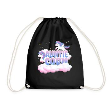 Aunt Mais | Unicorn Birthday | Unicorn Theme | - Drawstring Bag - black - Front