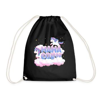 Mama Corn | Unicorn Birthday | Unicorn Theme | - Drawstring Bag - black - Front