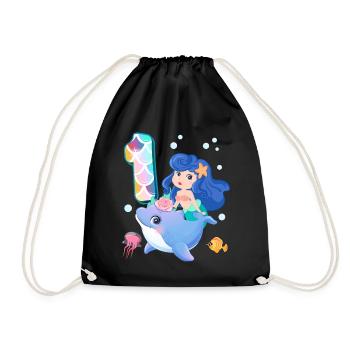1st Birthday | Mermaid Birthday | - Drawstring Bag - black - Front