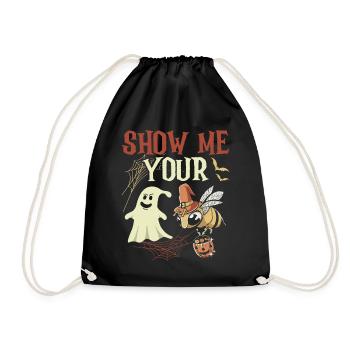Show Me Your Ghost Bee Halloween Costume - Drawstring Bag - black - Front