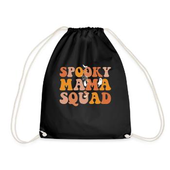 Spooky Mama Squad Halloween Costume Party With - Drawstring Bag - black - Front