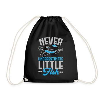 Never underestimate small fish aquarists - Drawstring Bag - black - Front