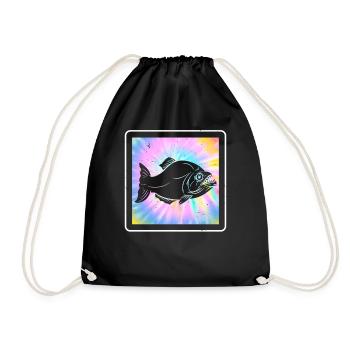 Piranha Collector Aquarian Aquatic Fish Farming N— - Drawstring Bag - black - Front