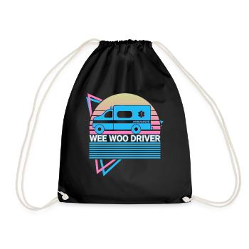 Wee Woo Driver Ambulance Driver Retro - Drawstring Bag - black - Front