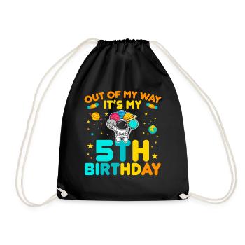 Out of the way It's my 5th birthday Outerspace B - Drawstring Bag - black - Front
