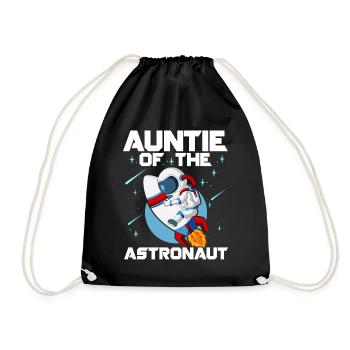 Astronaut's Aunt Birthday Party Bday - Drawstring Bag - black - Front