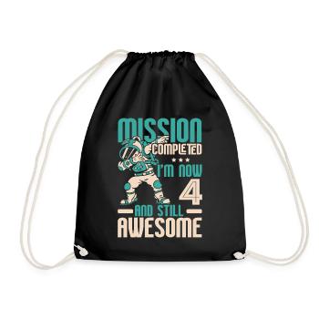 Mission Complete I'm Now 4 Birthday Celebration - Drawstring Bag - black - Front