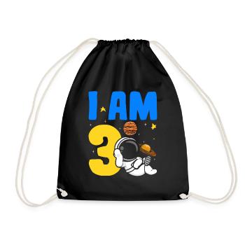 Je suis 3 3e anniversaire Célébration Outerspace Bday - Sac de sport léger - noir - Devant