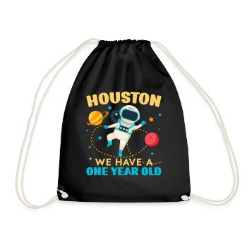 Houston Wir haben ein 1 Jahr altes 1st Birthday Bd - Turnbeutel - Schwarz - Vorne