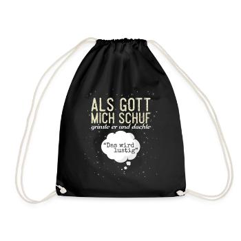 Gott mich schuf und dachle "Das Wird Lustig" - Turnbeutel - Schwarz - Vorne