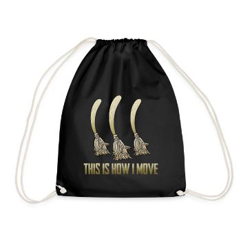 How To Move Magician Broomsticks Halloween Party - Drawstring Bag - black - Front