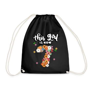 Cette fille est maintenant 7 fleurs colorées 7. - Sac de sport léger - noir - Devant