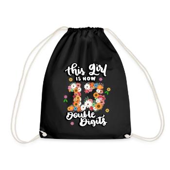 Dieses Mädchen Ist Jetzt 13 Double Digits Floral - Turnbeutel - Schwarz - Vorne