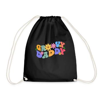 Groovy Daddy Bloom Floral Theme Colorful Leisure - Drawstring Bag - black - Front