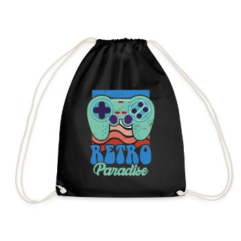 Retro Paradise Arcade Spiele Video Spiel Spiel Ner - Turnbeutel - Schwarz - Vorne