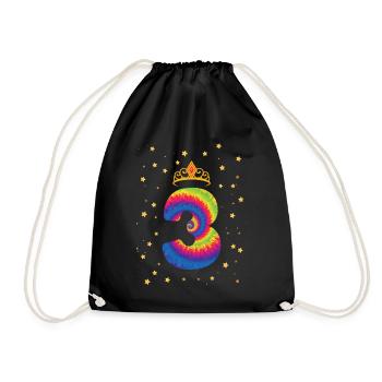 3rd birthday Krone | Tie Dye Themed Birthday | - Drawstring Bag - black - Front