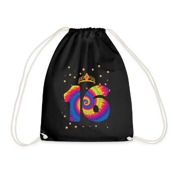 16th birthday Krone | Tie Dye Themed Birthday - Drawstring Bag - black - Front