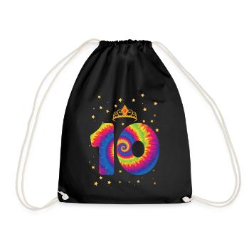 10th birthday Krone | Tie Dye Themed Birthday - Drawstring Bag - black - Front