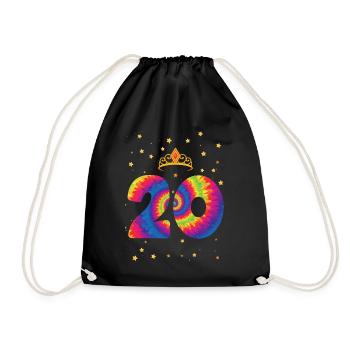 20th birthday Krone | Tie Dye Themed Birthday - Drawstring Bag - black - Front