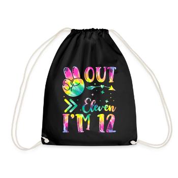Peace Out Eleven I'm 12 | Tie Dye Themed - Turnbeutel - Schwarz - Vorne