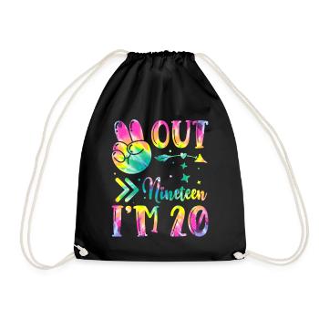 Peace Out Nineteen I'm 20 | Tie Dye Themed - Turnbeutel - Schwarz - Vorne
