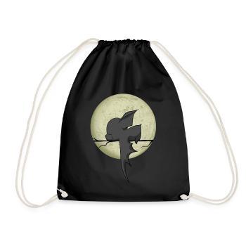 sweet bat sleeps, with moon, comic - Drawstring Bag - black - Front