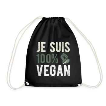 Je suis 100% vegan - Sac de sport léger - noir - Devant