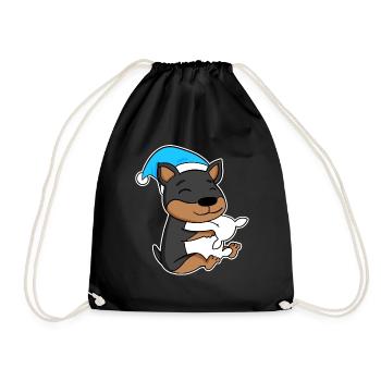 Chien Nain Pinscher avec oreiller et bonnet de couchage - Sac de sport léger - noir - Devant