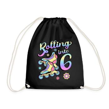 Rolling Into 6 Roller Skaters Skates 6th Year - Drawstring Bag - black - Front