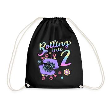 Rouler dans 2 Roller Skaters Floral 2ème année - Sac de sport léger - noir - Devant