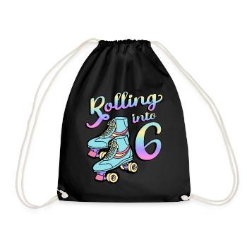 Rolling Into 6 Roller Skaters Skates 6th Anniversary - Drawstring Bag - black - Front