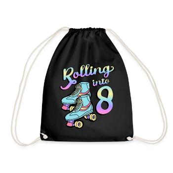 Rolling Into 8 Roller Skaters Skates 8th Anniversary - Drawstring Bag - black - Front