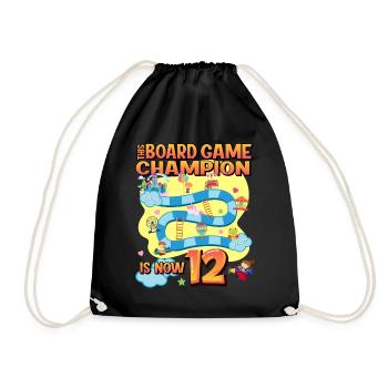 This board game Champion is now 12 | - Drawstring Bag - black - Front