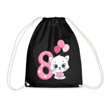 Chaton 8e anniversaire | Chemise d’anniversaire chat | - Sac de sport léger - noir - Devant