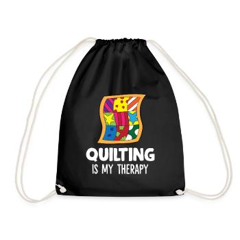 Quilting Is My Therapy Needlework Quilting - Drawstring Bag - black - Front