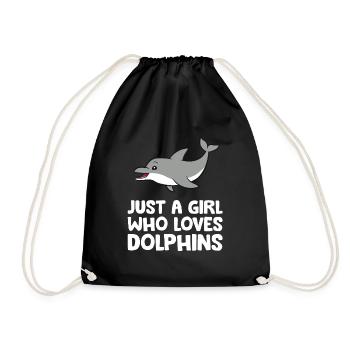 Just a Girl Who Loves Dolphins Funny Bottlenose - Drawstring Bag - black - Front