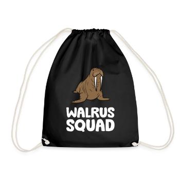Walrus Squad Ocean Animal Funny Walrus Squad - Drawstring Bag - black - Front