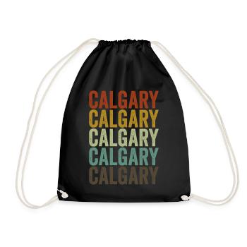 Calgary Canada Retro Vintage - Drawstring Bag - black - Front