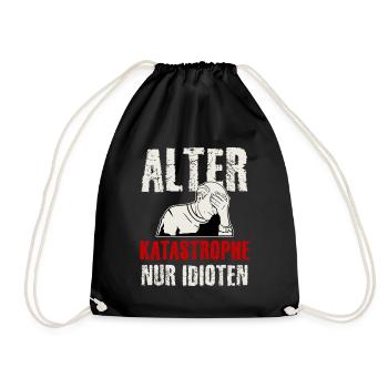 Alter Katastrophe, Lustiger Spruch, Fremdschämen - Turnbeutel - Schwarz - Vorne