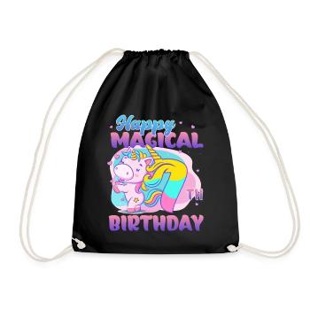 Alles Gute Zum Magischen 7. Geburtstag Einhorn - Turnbeutel - Schwarz - Vorne